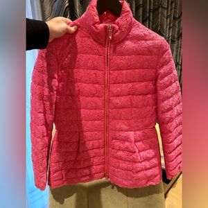 Authentic VALENTINO hot pink lace down jacket sz 8